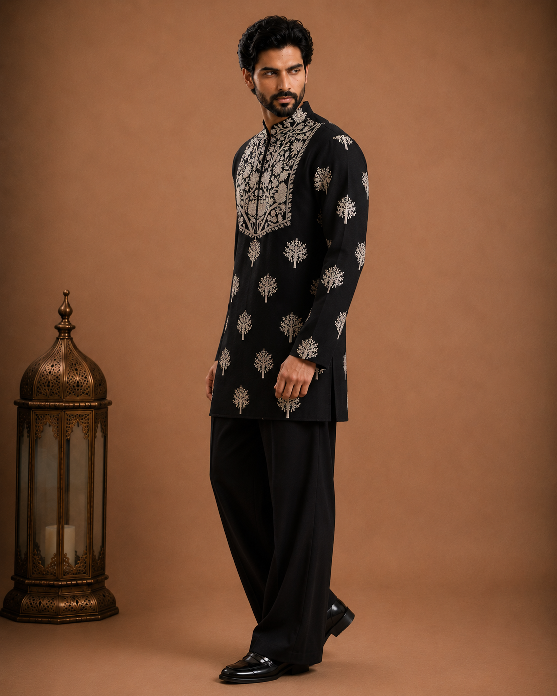 Men's Black Embroidered Designer Kurta | Premium Ethnic Kurta for Weddings & Festive Wear