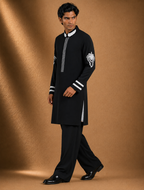 Men's Black Embroidered Kurta | Premium Ethnic Wear for Festive, Wedding & Party