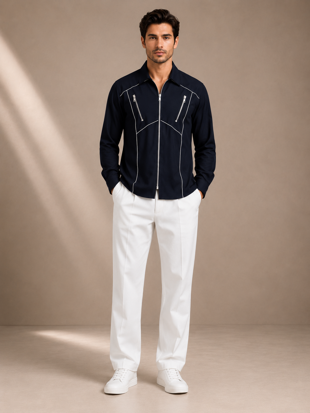 Men's Black Zip Designer Shirt | Premium Casual Wear