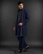 Navy Blue Embroidered Men's Kurta for Wedding, Festive & Ethnic Wear