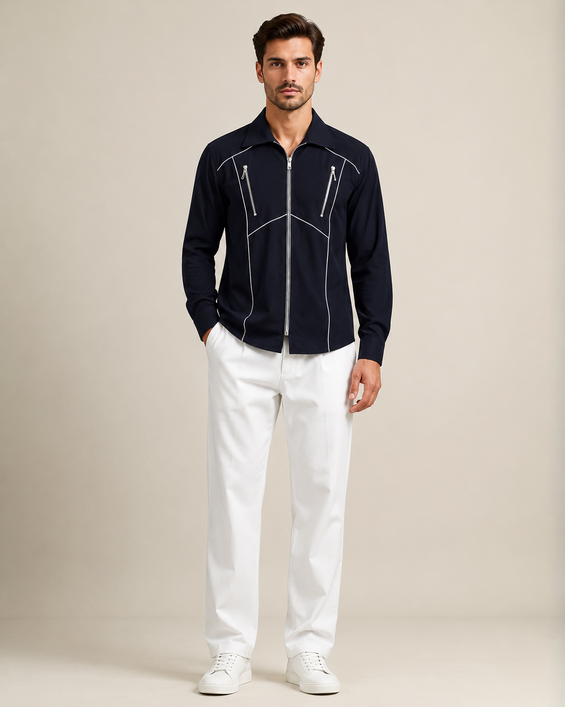Men's Black Zip Designer Shirt | Premium Casual Wear