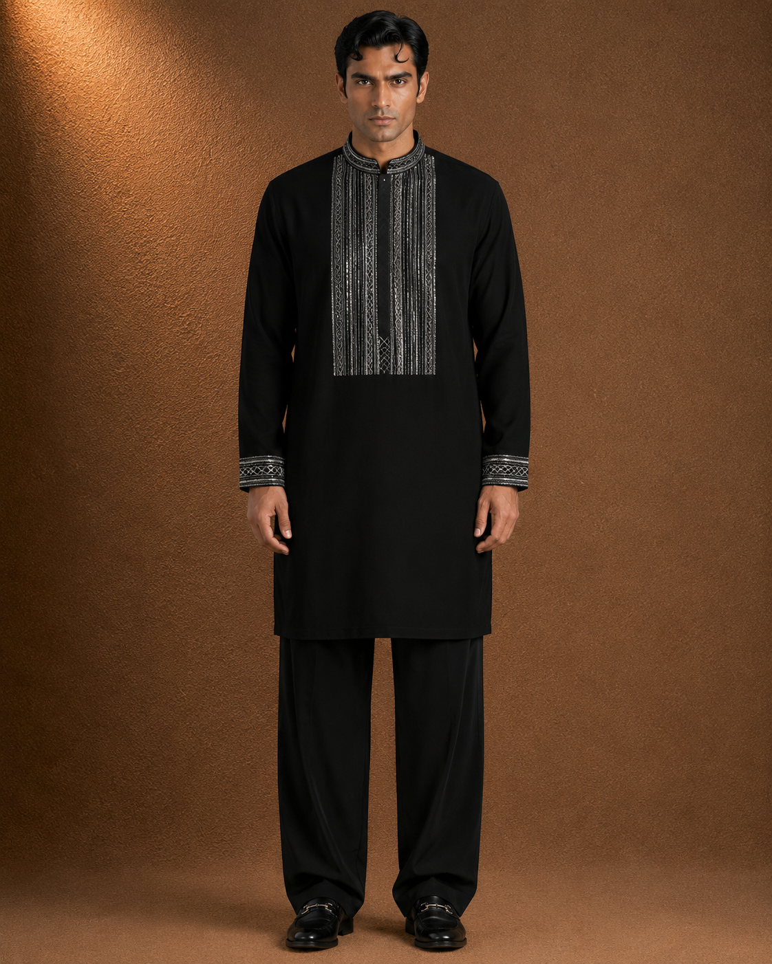 Men's Black Embroidered Festive Kurta | Premium Ethnic Wear