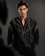 Black Designer Embroidered Men's Kurta | Premium Ethnic Kurta for Wedding & Festive Wear