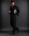 Men's Premium Black Lion Print Bomber Jacket | Regular Fit Zip-Up Casual Jacket  Description