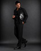 Men's Premium Black Lion Print Bomber Jacket | Regular Fit Zip-Up Casual Jacket  Description