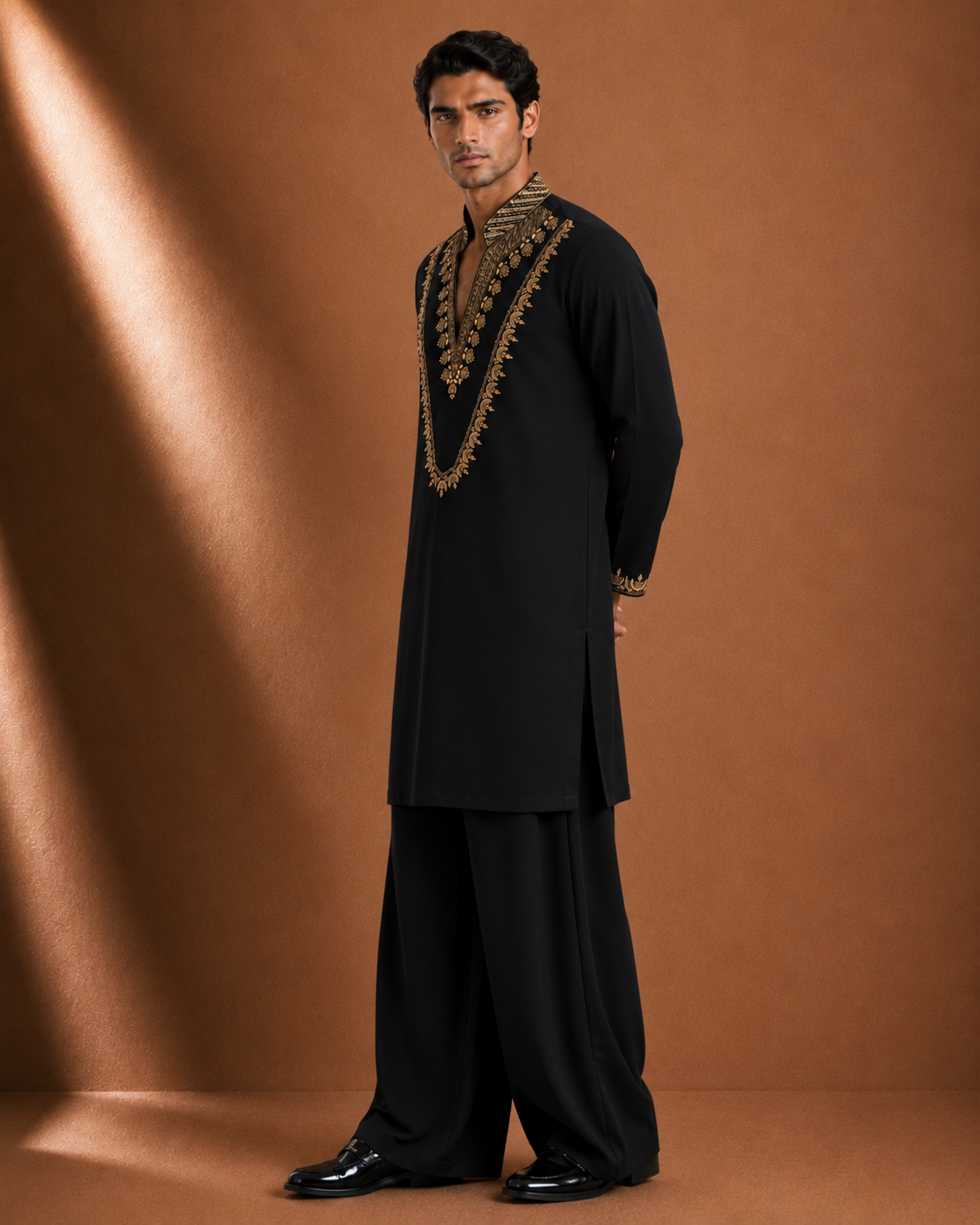 Men's Black Embroidered Kurta | Premium Ethnic Wear for Festive & Wedding Occasions
