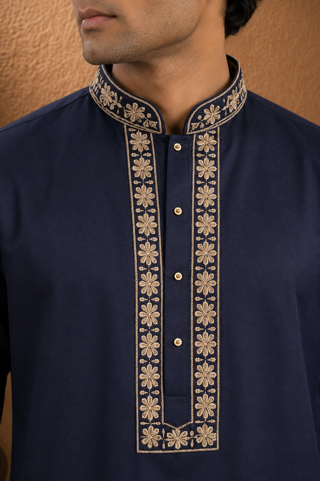 Navy Blue Embroidered Men's Kurta | Premium Festive & Wedding Ethnic Wear