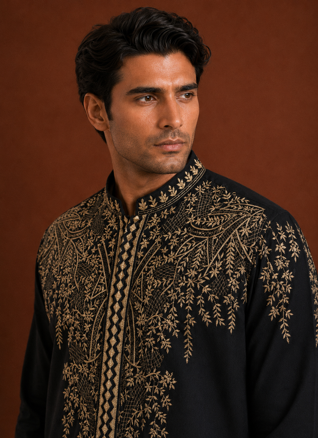 Men's Black Embroidered Kurta | Premium Designer Ethnic Kurta for Wedding & Festive Wear