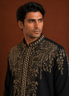 Men's Black Embroidered Kurta | Premium Designer Ethnic Kurta for Wedding & Festive Wear