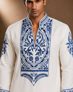 Men's White Embroidered Kurta | Premium Ethnic Wear for Festive & Wedding Occasions