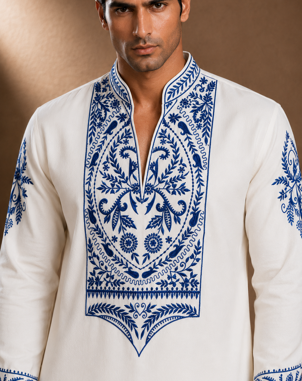 Men's White Embroidered Kurta | Premium Ethnic Wear for Festive & Wedding Occasions
