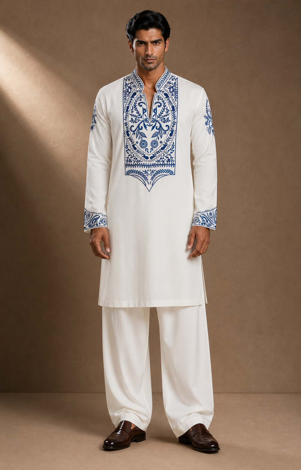 Men's White Embroidered Kurta | Premium Ethnic Wear for Festive & Wedding Occasions