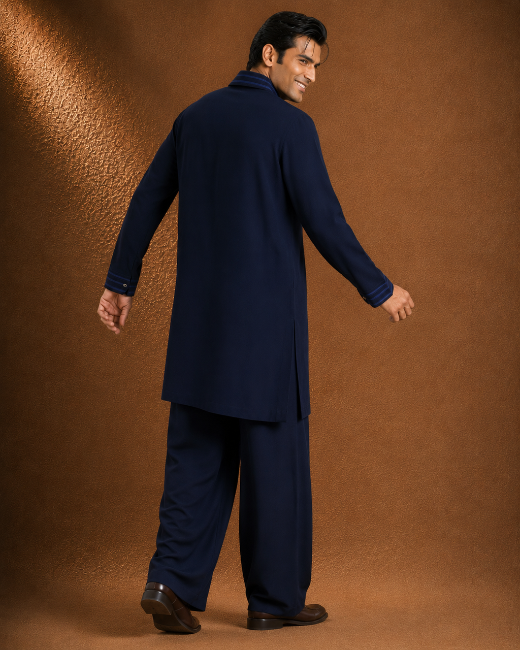 Men's Navy Blue Embroidered Kurta | Premium Festive Ethnic Wear