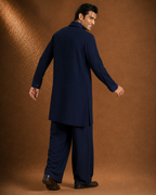Men's Navy Blue Embroidered Kurta | Premium Festive Ethnic Wear