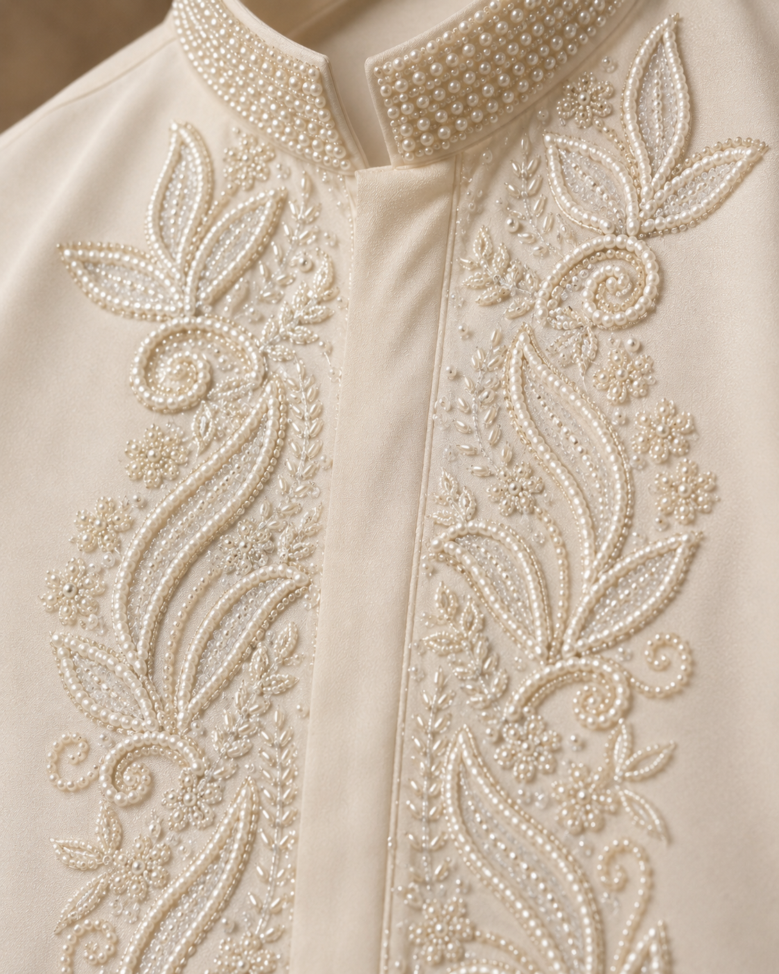 Ivory Embroidered Silk Kurta for Men | Festive & Wedding Wear