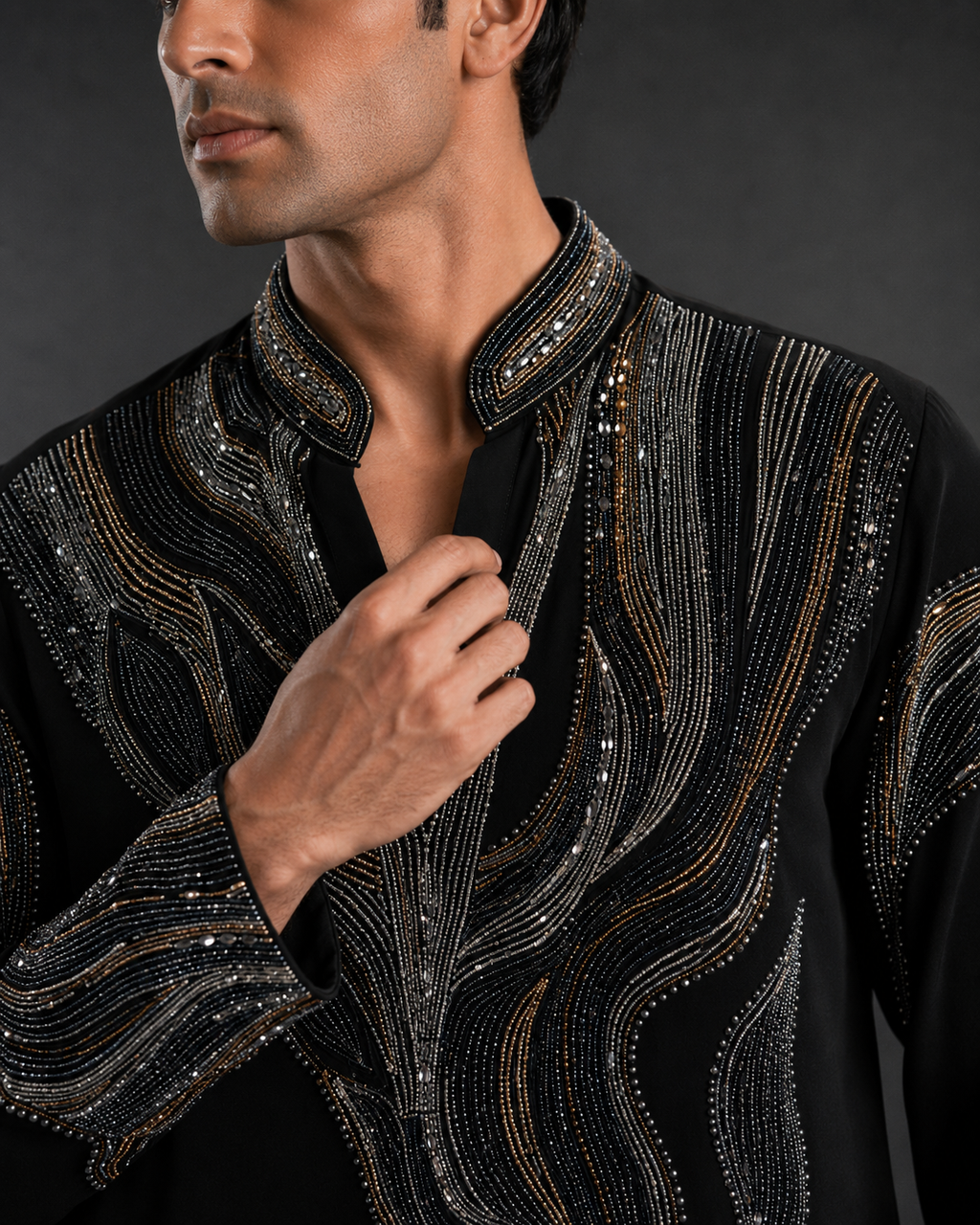 Black Designer Embroidered Men's Kurta | Premium Ethnic Kurta for Wedding & Festive Wear