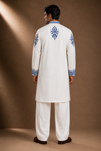 Men's White Embroidered Kurta | Premium Ethnic Wear for Festive & Wedding Occasions