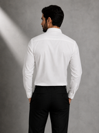 Men's White Geometric Designer Shirt | Premium Full Sleeve Smart Casual Button-Down Shirt