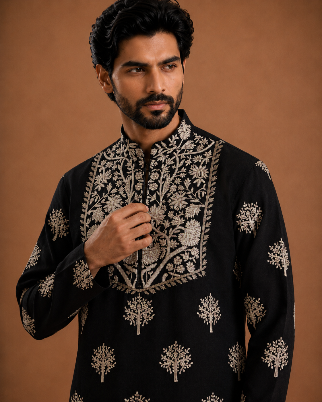 Men's Black Embroidered Designer Kurta | Premium Ethnic Kurta for Weddings & Festive Wear
