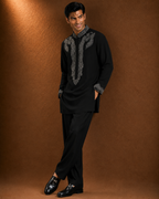 Men's Black Embroidered Kurta | Premium Festive Ethnic Wear