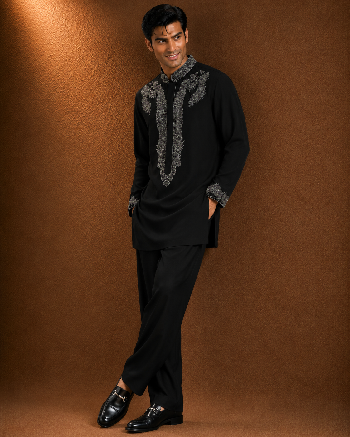 Men's Black Embroidered Kurta | Premium Festive Ethnic Wear