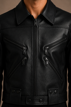 Men's Black Faux Leather Biker Jacket | Premium Zip-Up Motorcycle Jacket