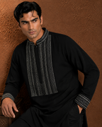 Men's Black Embroidered Festive Kurta | Premium Ethnic Wear