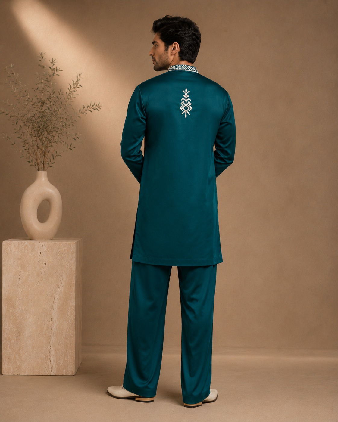 Teal Green Embroidered Kurta for Men | Festive & Wedding Party Wear