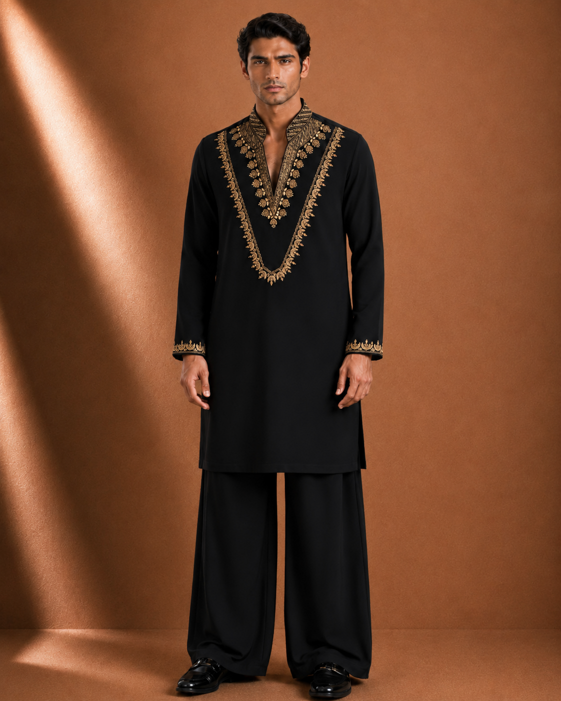 Men's Black Embroidered Kurta | Premium Ethnic Wear for Festive & Wedding Occasions