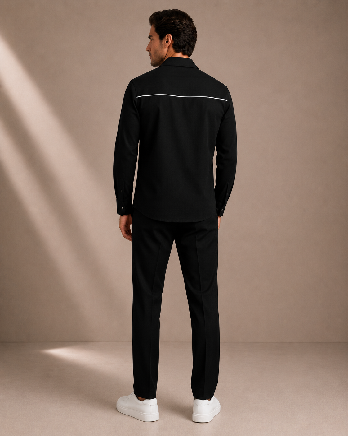 Men's Black Contrast Zip Shirt | Premium Full Sleeve Designer Smart Casual Shirt