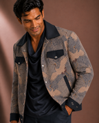 Men's Premium Grey Printed Bomber Jacket | Regular Fit Zip-Up Casual Jacket