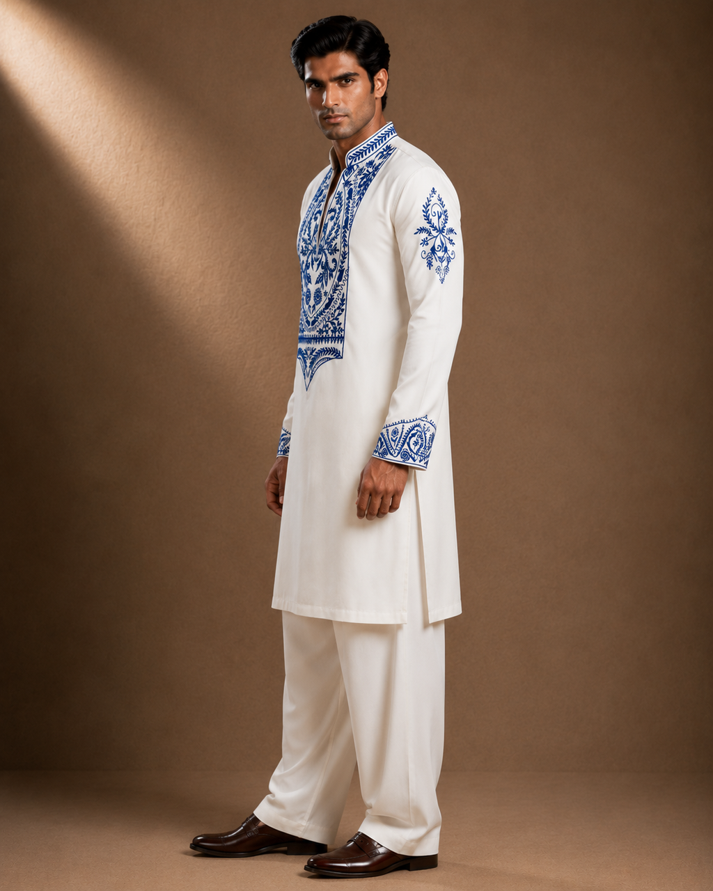 Men's White Embroidered Kurta | Premium Ethnic Wear for Festive & Wedding Occasions