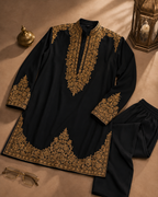Black Gold Embroidered Kurta for Men | Festive & Wedding Party Wear