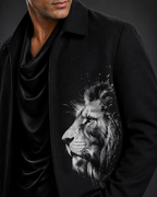 Men's Premium Black Lion Print Bomber Jacket | Regular Fit Zip-Up Casual Jacket  Description