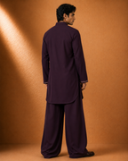 Men's Wine Embellished Kurta | Premium Ethnic Wear for Festive & Wedding Occasions