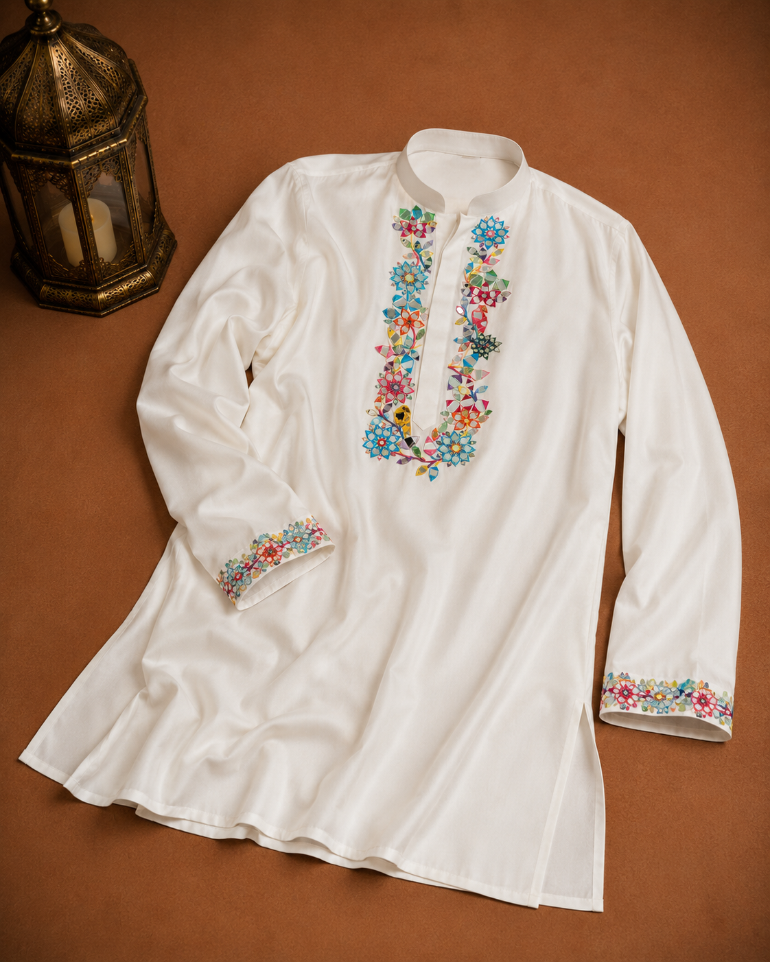 Men's White Embroidered Designer Kurta | Premium Ethnic Kurta for Weddings, Eid & Festive Wear