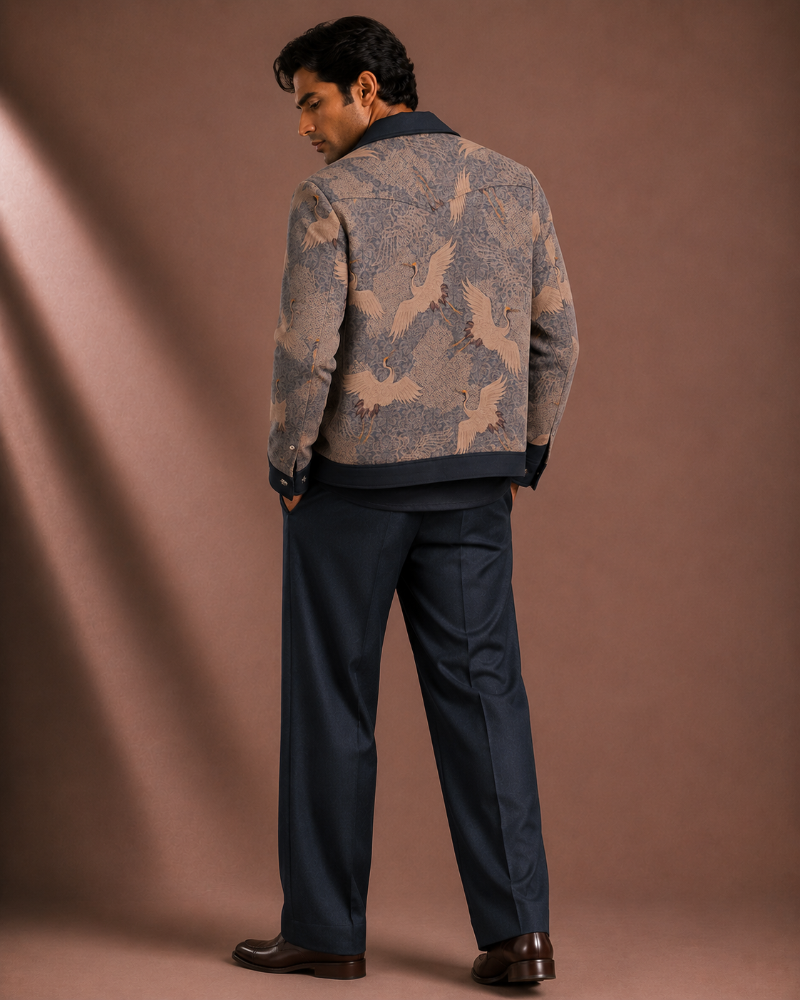 Men's Premium Grey Printed Bomber Jacket | Regular Fit Zip-Up Casual Jacket
