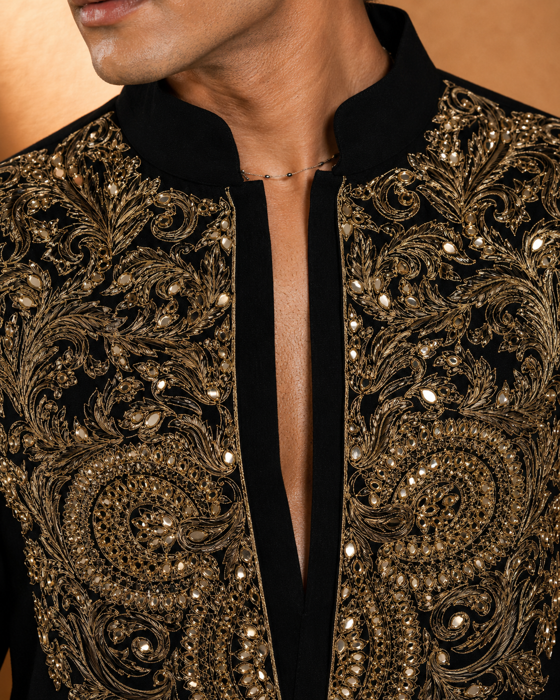 Men's Black Heavy Gold Embroidered Kurta | Premium Ethnic Wear for Festive & Wedding Occasions