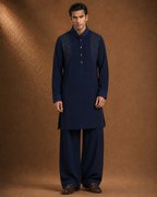 Men's Navy Blue Embroidered Kurta | Premium Festive Ethnic Wear