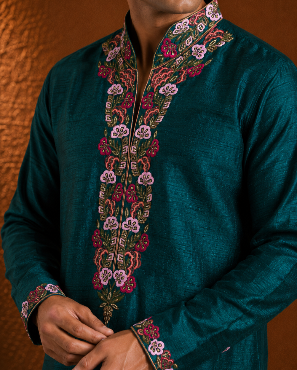 Teal Green Embroidered Men's Kurta | Premium Festive & Wedding Wear Kurta for Me