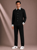 Men's Black Contrast Collar Shirt | Premium Full Sleeve Smart Casual Button-Down Shirt