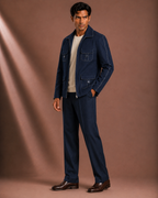 Men's Premium Navy Blue Utility Bomber Jacket | Regular Fit Zip-Up Casual Jacket