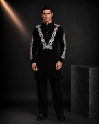 Men's Black Embroidered Festive Kurta | Premium Ethnic Wear for Weddings & Celebrations